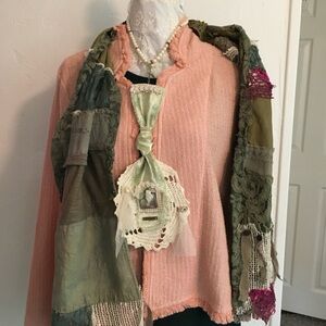 Pearl Velvet Doily Shabby Chic Statement Necklace